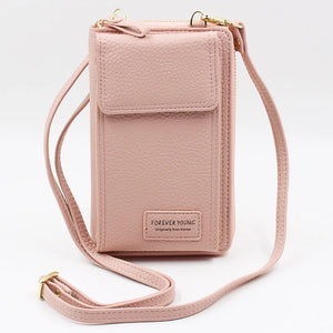 Litchi Pattern Mobile Phone Bag PU Zipper Single-Shoulder Women's Bag