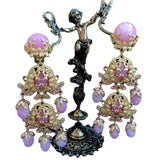 Plating Heavy Pink Shoulder Earrings Sweater Chain Set