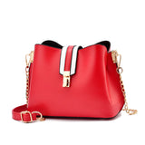 LNS Chains Bucket Bag Women PU Leather Shoulder Bag Lady Crossbody Bag