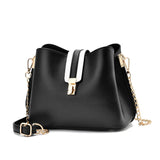 LNS Chains Bucket Bag Women PU Leather Shoulder Bag Lady Crossbody Bag
