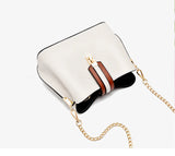 LNS Chains Bucket Bag Women PU Leather Shoulder Bag Lady Crossbody Bag