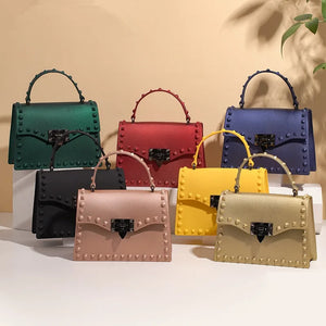 Transparent Jelly Shoulder Bag with Rivet Detail