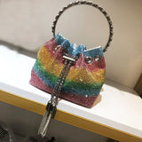 Crystal Rhinestone Shoulder Bag Women Silver Clutch Purse Evening Banquet Bag