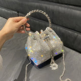 Crystal Rhinestone Shoulder Bag Women Silver Clutch Purse Evening Banquet Bag