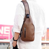 Men's Double Pull PU Leather Shoulder Bag