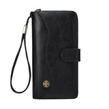 Men's PU Leather Clutch Wallet Zipper Large Capacity Hand Strap