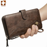 Men's PU Leather Clutch Wallet Zipper Large Capacity Hand Strap