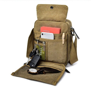 Men's Canvas Crossbody Bag Small Shoulder Travel Bag