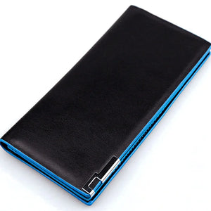 Men's Thin Leather Wallet Long Clutch Soft Money Bag