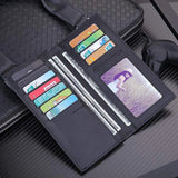 Men's Microfiber Leather Long Wallet Slim Bifold Purse Hombre Billeteras