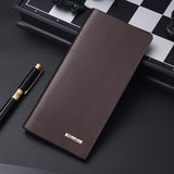 Slim Long Thin Men's Wallet Natural Leather Male Purse Clutch