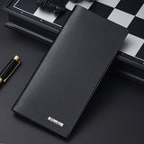 Slim Long Thin Men's Wallet Natural Leather Male Purse Clutch