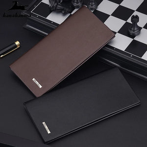 Slim Long Thin Men's Wallet Natural Leather Male Purse Clutch