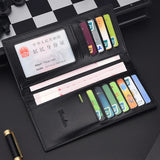 Slim Long Thin Men's Wallet Natural Leather Male Purse Clutch