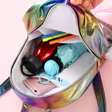 Mermaid Fish Backpack for Teens Holographic Laser Pattern Bookbag with Pom Pom