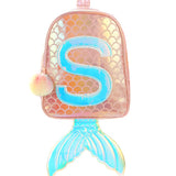 Mermaid Fish Backpack for Teens Holographic Laser Pattern Bookbag with Pom Pom