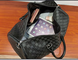 High-Capacity PU Travel Duffle Bag Plaid Checkerboard