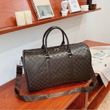 High-Capacity PU Travel Duffle Bag Plaid Checkerboard