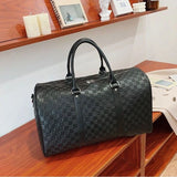 High-Capacity PU Travel Duffle Bag Plaid Checkerboard