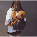 Motorcycle Bear Plush Backpack Sheep Girl Doll Gift Bag
