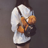 Motorcycle Bear Plush Backpack Sheep Girl Doll Gift Bag