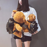 Motorcycle Bear Plush Backpack Sheep Girl Doll Gift Bag