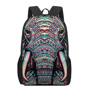 Indian Elephant Art Print 16-inch Teen School Bag