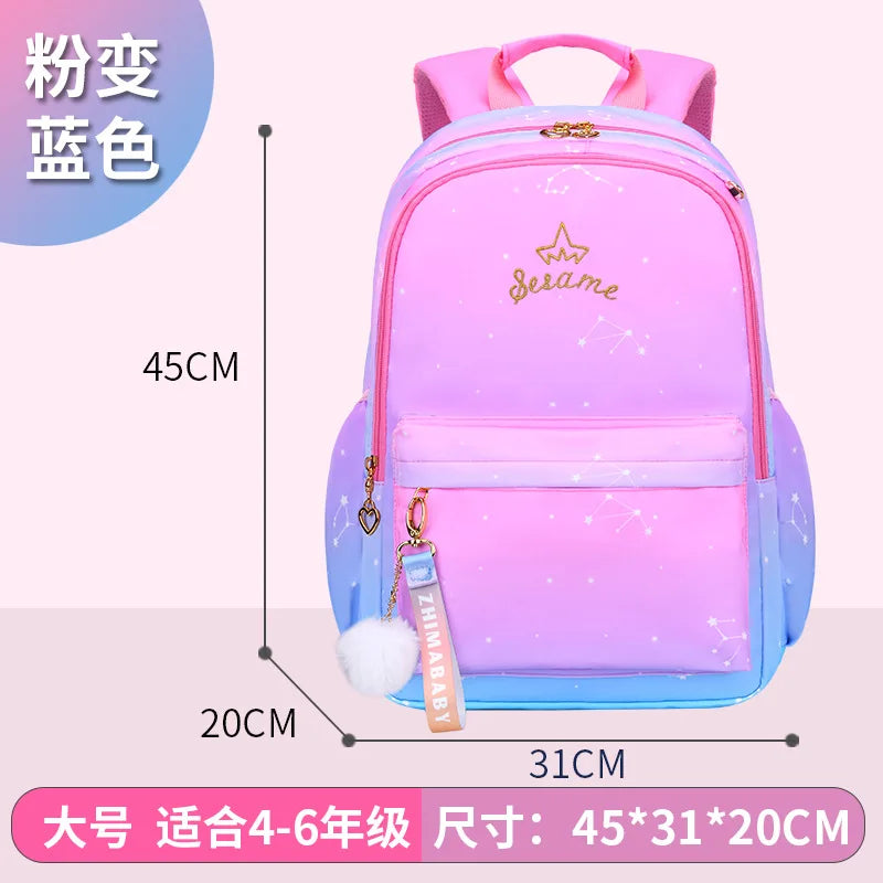 Girls Princess School Backpack Waterproof Orthopedic Kids Schoolbag