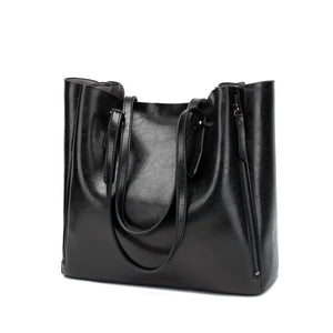 High Capacity Shoulder Bag Women's Oil Wax Leather Handbag
