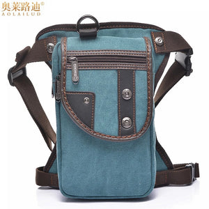 Waterproof Canvas Waist Bag Men Fanny Pack Leg Bag