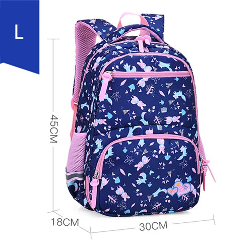 Girls Orthopedic School Backpack 1-6 Grade Flower Cartoon Print