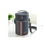 Cylindrical Thermal Lunch Bag Cooler Picnic Bag Canvas Lunch Box