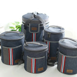 Cylindrical Thermal Lunch Bag Cooler Picnic Bag Canvas Lunch Box