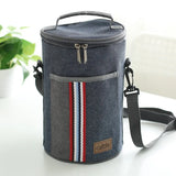 Cylindrical Thermal Lunch Bag Cooler Picnic Bag Canvas Lunch Box