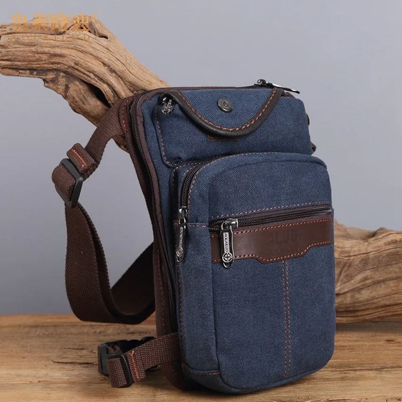 Men Canvas Waterproof Waist Pack Military Leg Bag Thigh Pocket