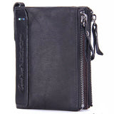 Men's Leather Short Clutch Bag Purse Double Zipper Wallet