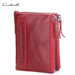 Men's Leather Short Clutch Bag Purse Double Zipper Wallet