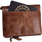 Men's Leather Short Clutch Bag Purse Double Zipper Wallet