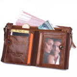 Men's Leather Short Clutch Bag Purse Double Zipper Wallet