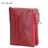 Men's Leather Short Clutch Bag Purse Double Zipper Wallet