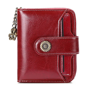 Women's Short Leather Wallet Mini Zero Wallet Driver's Wallet