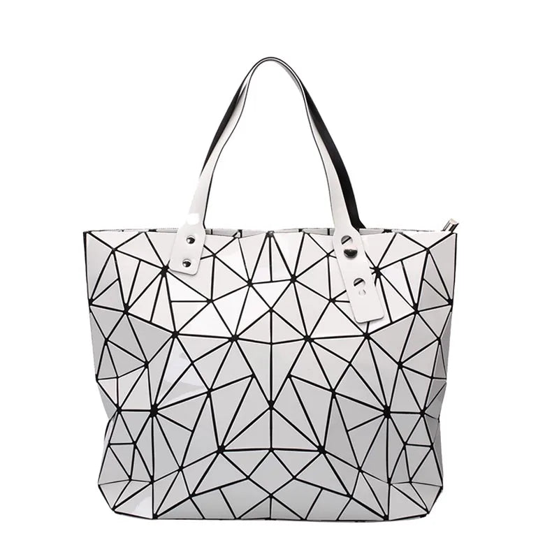 Large Hologram Beach Tote Shoulder Bag Silver