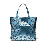 Large Beach Tote Shoulder Bag Geometric Silver