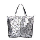 Large Hologram Beach Tote Shoulder Bag Silver