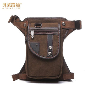 Men Waterproof Canvas Waist Bag Leg Bag Military Hip Pouch
