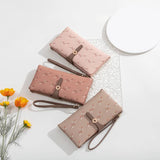 Women's Long Wallet with Zipper Wrist Strap
