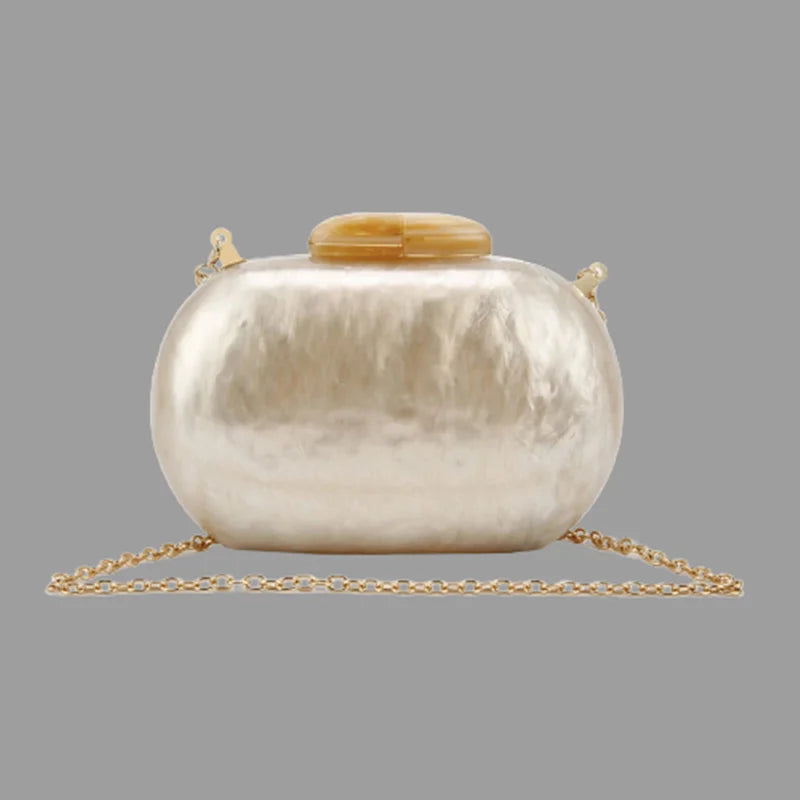 Nude Acrylic Clasp Box Clutch Crossbody Bag Women Handbags