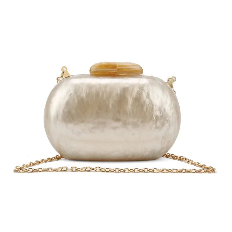 Nude Acrylic Clasp Box Clutch Crossbody Bag Women Handbags