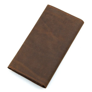 Men's Leather Long Wallet Crazy Horse Passport Wallet