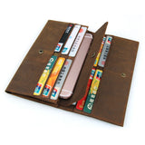Men's Leather Long Wallet Crazy Horse Passport Wallet